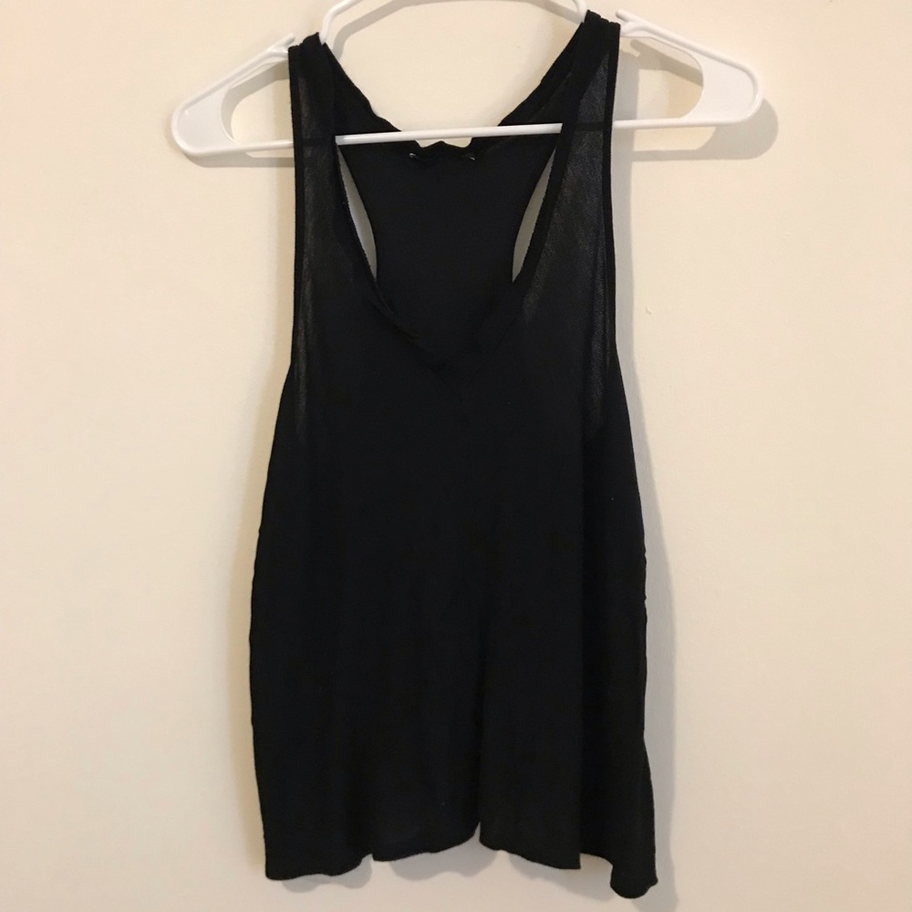 Black low v neck racer back  tank super soft